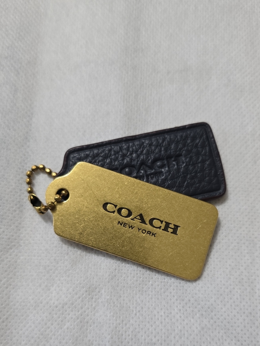 Coach Gold and Dark Navy Logo Tag Set